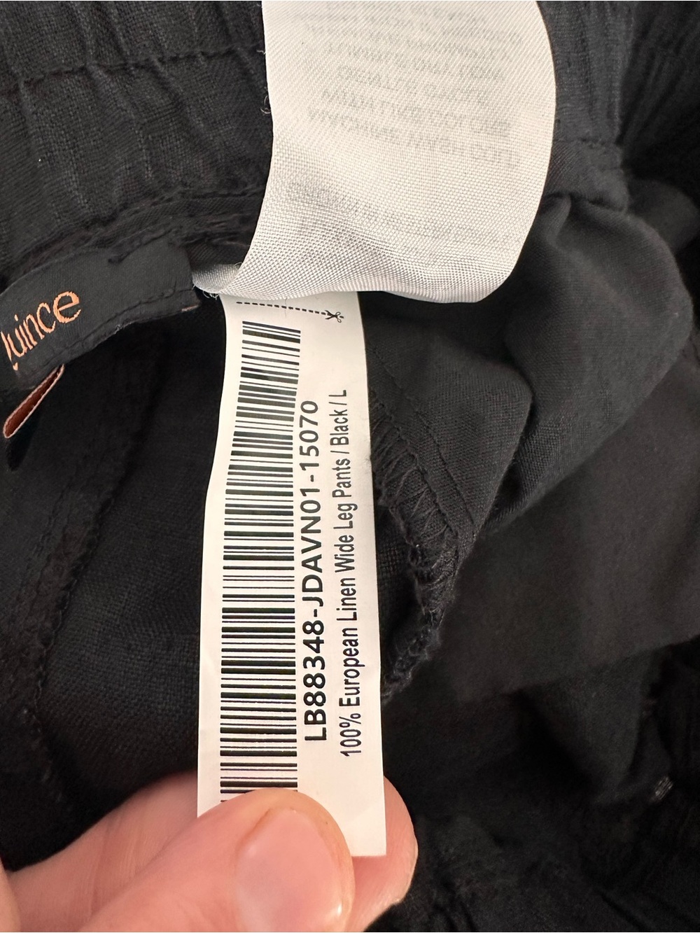 Quince Womens Drawstring 100% European Linen Wide Leg Pants Black L (S5) - Picture 12 of 13
